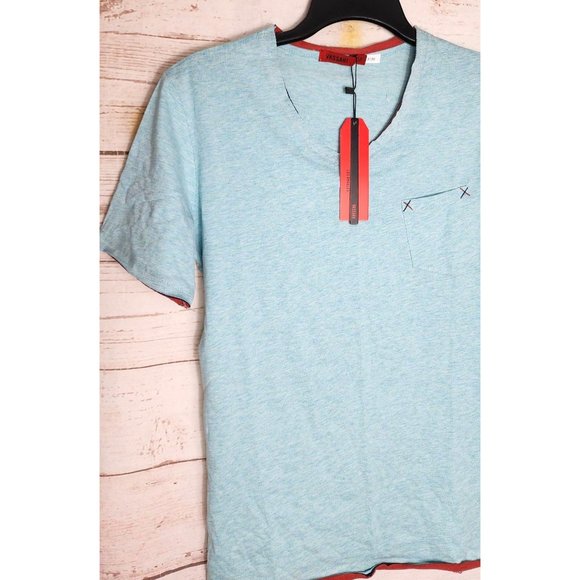 Rare Vassari Los Angeles Light Blue Crew Neck Men's Designer Shirt - Cut Edges - Picture 15 of 15